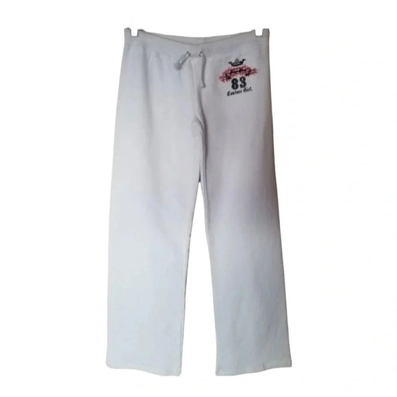 𝅺NWT Juicy Couture  White Sweat Pants Ruffle Pocket S - Picture 1 of 10